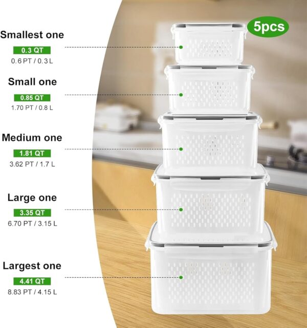 5 PCS Large Fruit Containers for Fridge - Image 3