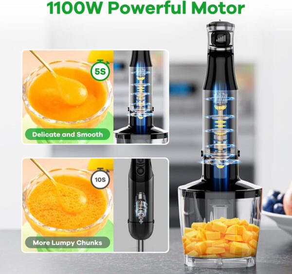 Immersion Blender Handheld Corded Hand Blenders Set 1100W - Image 2