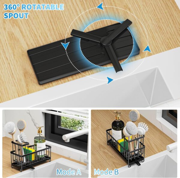 Black Sponge Holder for Kitchen Sink, - Image 4