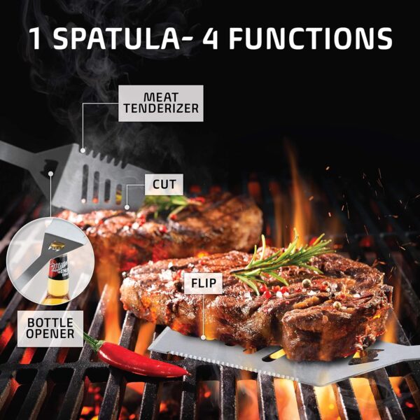 Heavy Duty Stainless Steel BBQ Grill Tools Set for Outdoor Grill with Aluminum Case and Apron - Image 5