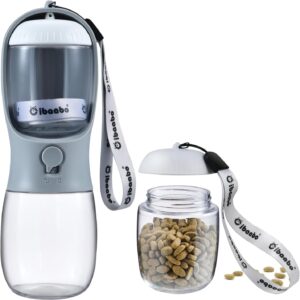 Dog Water Bottle with Food Container, Travel Puppy Water Bowl, Portable Pet Dispenser, Dog Stuff Accessories Items