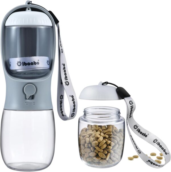 Dog Water Bottle with Food Container, Travel Puppy Water Bowl, Portable Pet Dispenser, Dog Stuff Accessories Items