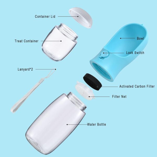Dog Water Bottle with Food Container, Travel Puppy Water Bowl, Portable Pet Dispenser, Dog Stuff Accessories Items - Image 3