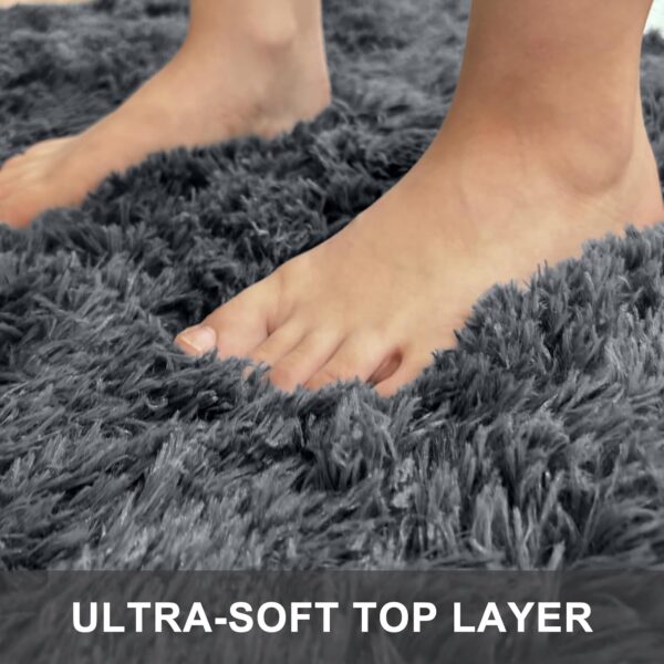 OLANLY 2x6 Machine Washable Runner Rugs for Hallway, Soft Fluffy Shaggy Bedside Rugs for Bedroom, Living Room - Image 4