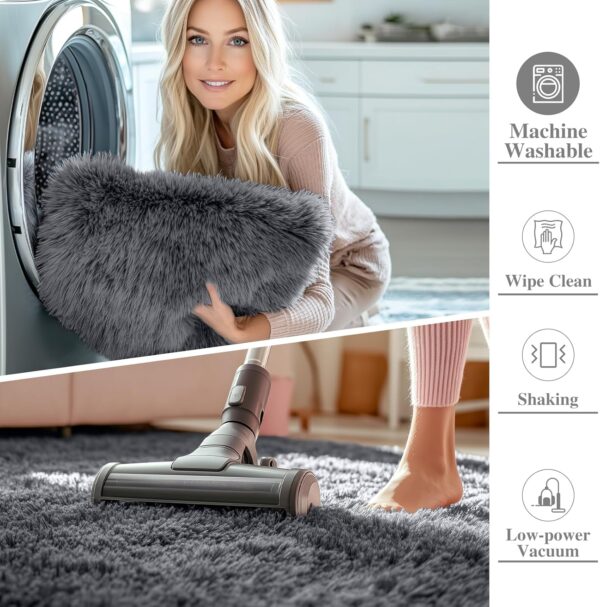 OLANLY 2x6 Machine Washable Runner Rugs for Hallway, Soft Fluffy Shaggy Bedside Rugs for Bedroom, Living Room - Image 3